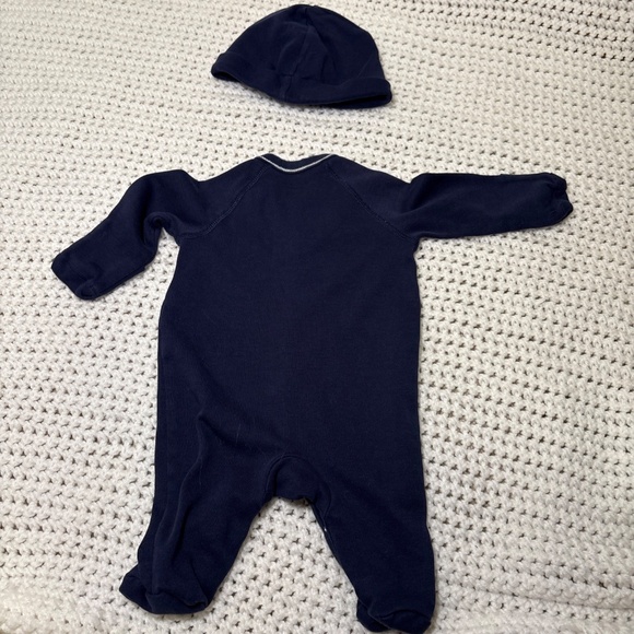 Ralph Lauren Polo Baby Outfit Newborn Navy Blue Matching Hat - Picture 4 of 5